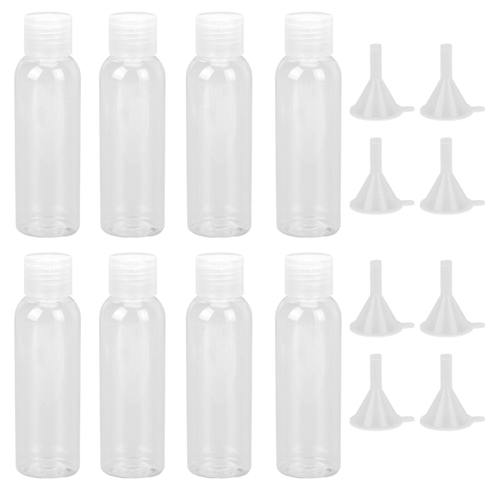 8 stk Kosmetisk Reiseflaske Gjennomsiktig Tom Plast Mini Kosmetikkbeholdere med 8 Trakter for Parfyme Lotion 100ml