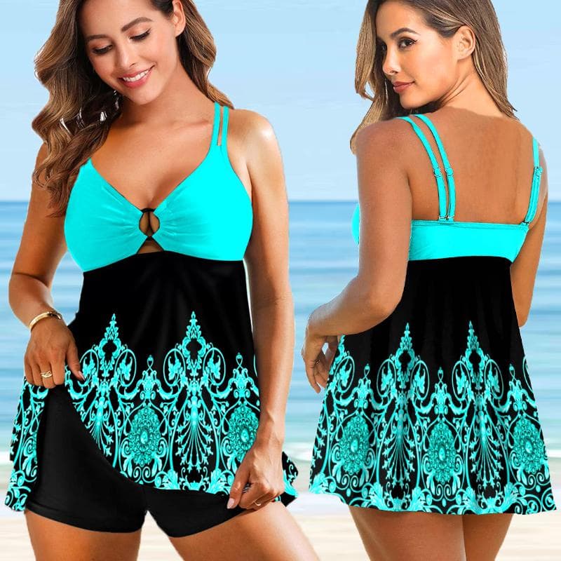 Dame To Deler Print Tankini 2026 Sexy Bikini Badedrakt Sett Badedrakt Badetøy Badedrakt Store Størrelser Store Størrelser Strandklær cm