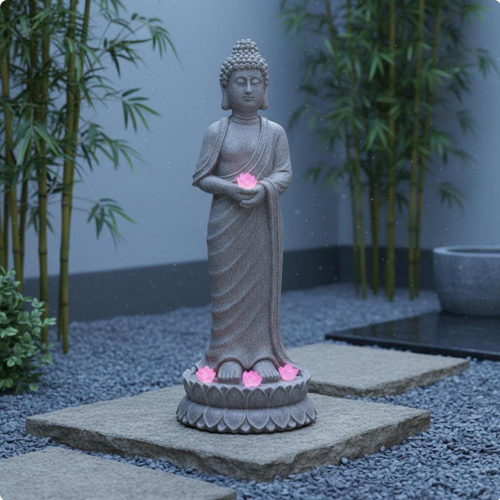 Solcelle Buddha-statue Værbestandig Rolig Hagebelysning Værbestandig Dekor