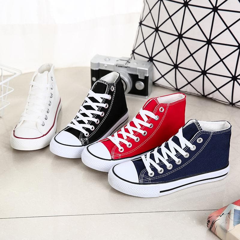 Herre/kvinner High Top Canvas Sko Studentsko Par Trendy Sko Pustende Canvas Sko 35-44 cm Rød