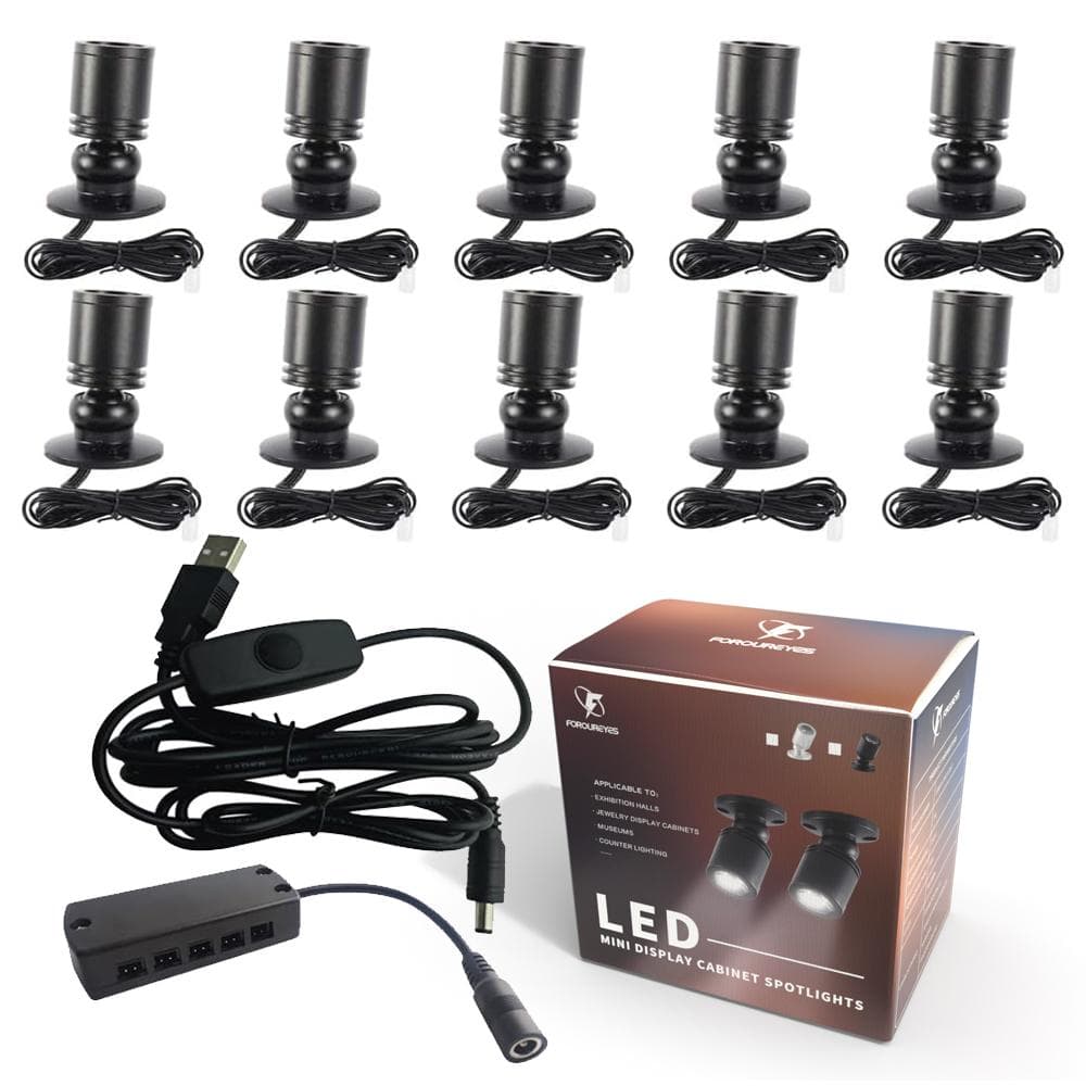 10 lys Dimbare USB LED-skaplys 5V Mini Downlight for Montre Hylle Benk Vinskap Garasjebelysning