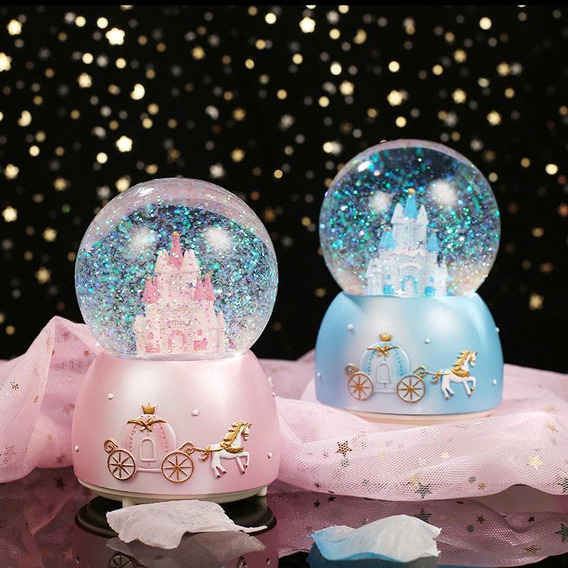 Krystallkule Spilledåse for Jenter, Eventyrprinsesseslott, Snøkrystallstatue, Bursdagsfest, Barnas Dag Gaveutdelinger