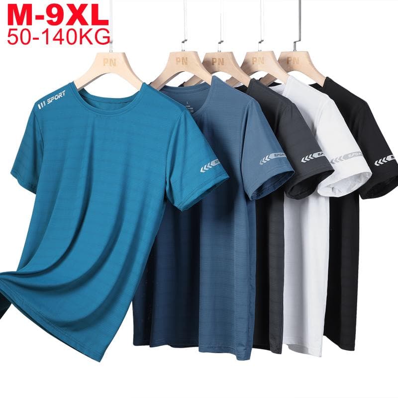 Store størrelser T-skjorter Herre 6xl 7xl 8xl 9xl Kortermet T-skjorte Oversized Menn Sommer Kjølig Hurtigtørkende T-skjorte Herre Sportsklær cm