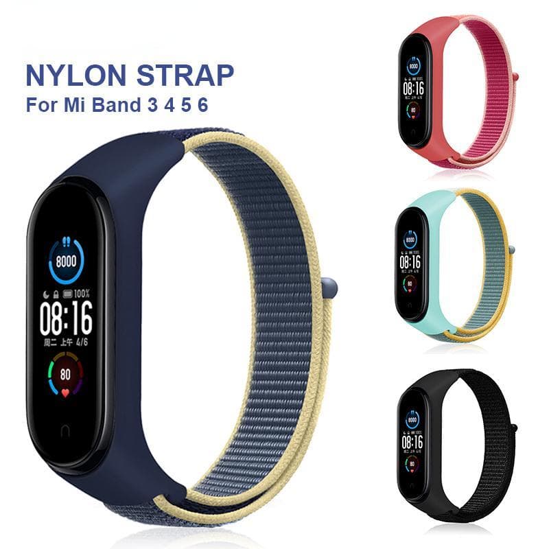 Armbånd for mi band 5 6 7 8 Rem Nylon Sportsløkkeklokke Belte pulsera correa Miband stropp Armbånd for xiaomi Mi band 4 3 Armbånd