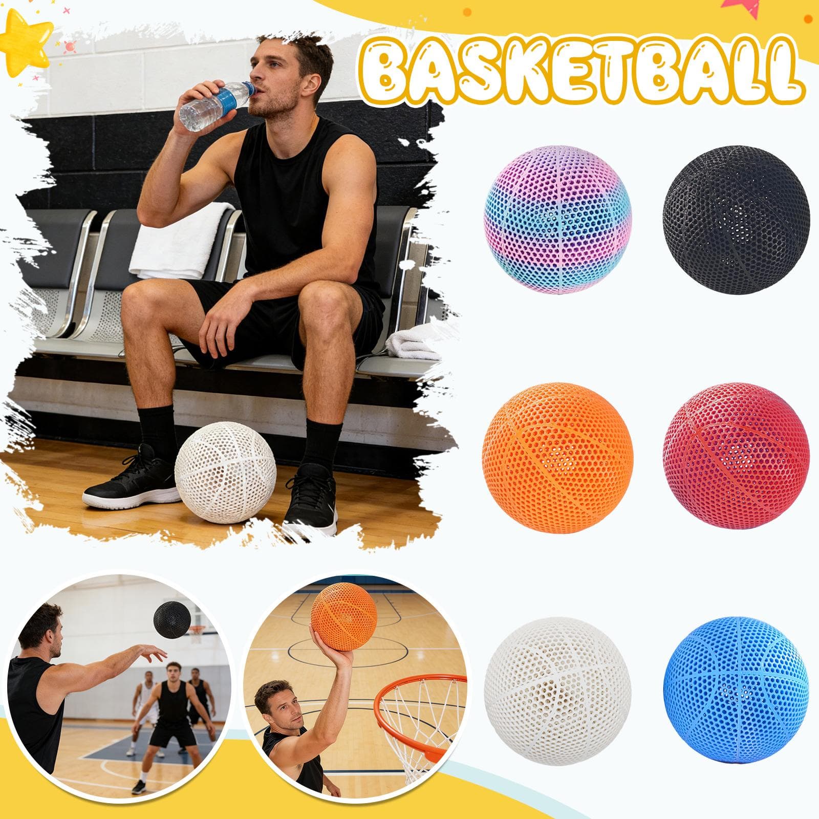 3D-printet Airless Basketball - Ingen Pumping Nødvendig, Høy - Egnet For Både Innendørs Og Utendørs Bruk. Blå