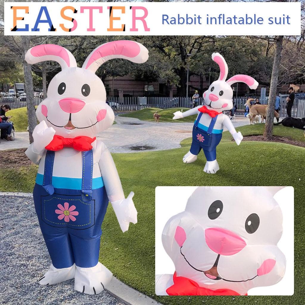 Oppblåsbart kostymespill Fancy Dress påske Jumpsuit Cosplay Outfit Gavekanin Hvit