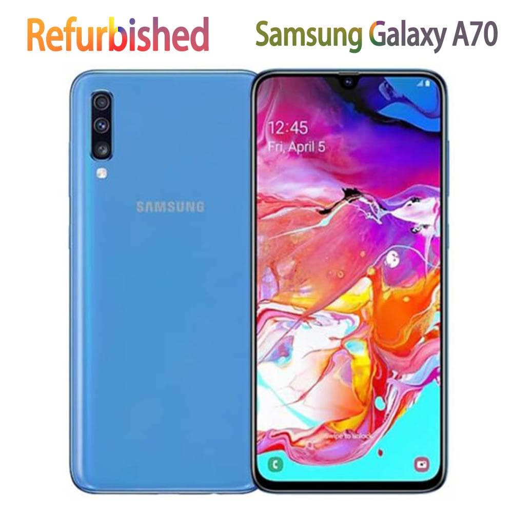 Refurbished Samsung Galaxy A70 A705F Dual SIM Android 32MP 128GB 6GB RAM Mobiltelefon Med Enkelt SIM/Dobbelt SIM Oransje