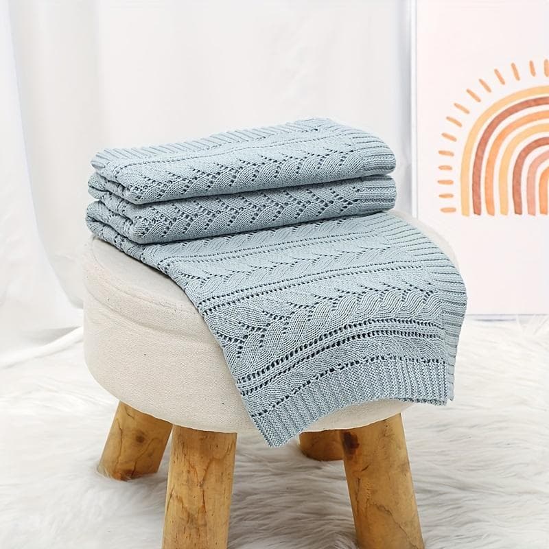 Mykt vannblått rosa babyteppe, ren bomull, strikket, nyfødtkast, ensfarget, pustende swaddle-teppe for gutter, jenter, utflukt Rosa