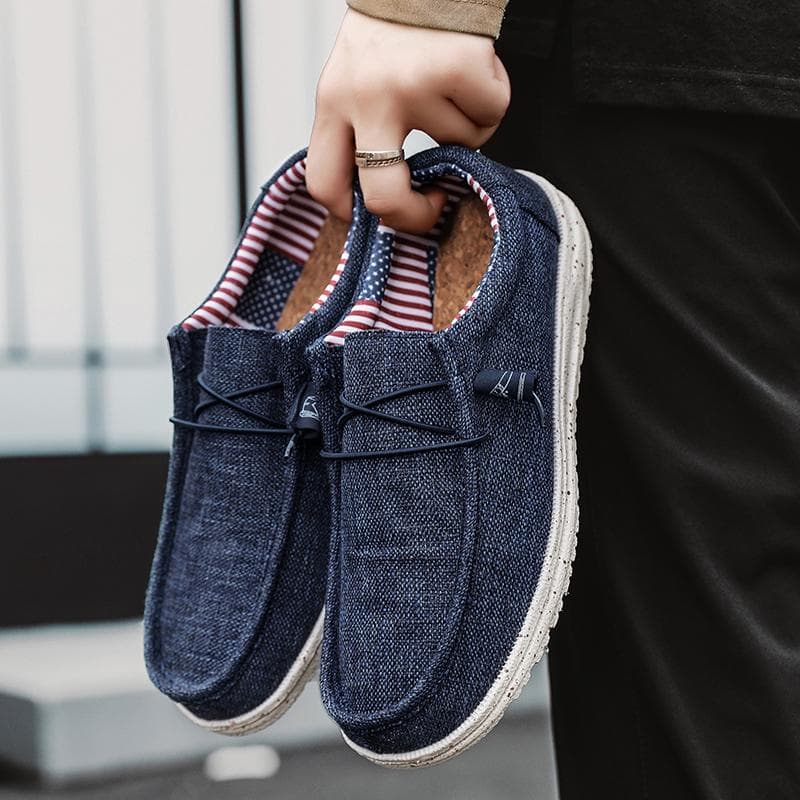 Herresko, Slip-on Canvas Loafers, Komfortable, Flats for menn, Sklisikre, Myke Mokkasiner, Sneakers, Sommerloafers cm brun