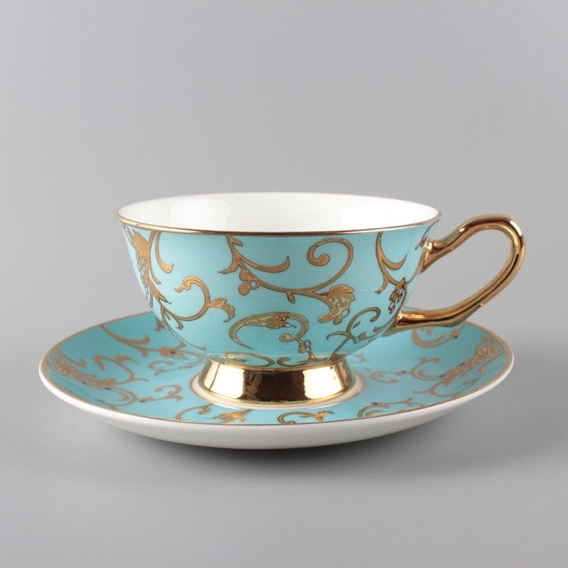 1 sett Vintage Beinporselen Tesett, Utsøkt Keramisk Blomstermønster Kaffekopp med Gullkant, Spising og Borddekor