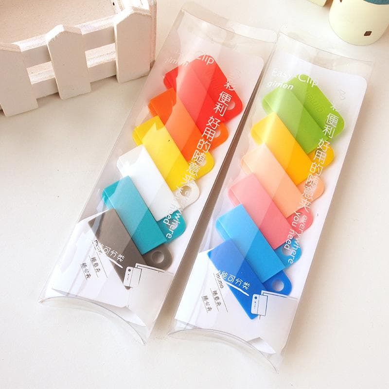 6 stk Color easy clip sett Mini binders Mappememo Papirklips Indeks bokmerke Office School A6728 Svart/Rød