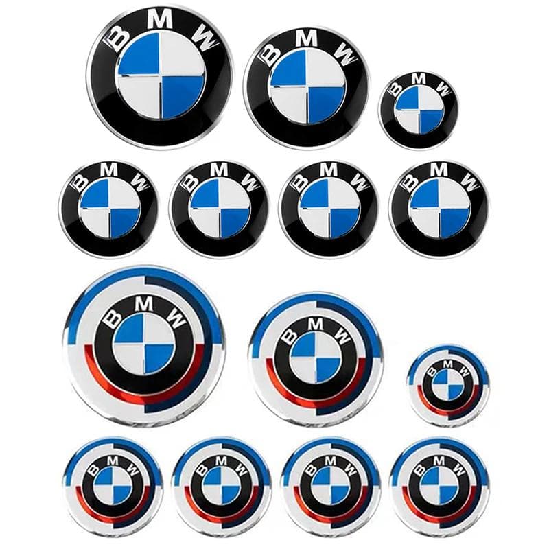 7 stk BMW Emblemsett 82mm 74mm 45mm 56mm 68mm Bil Frontpanser Logo Bakluke Merke Hjul Senter Navkapsler Ratt Klistremerke