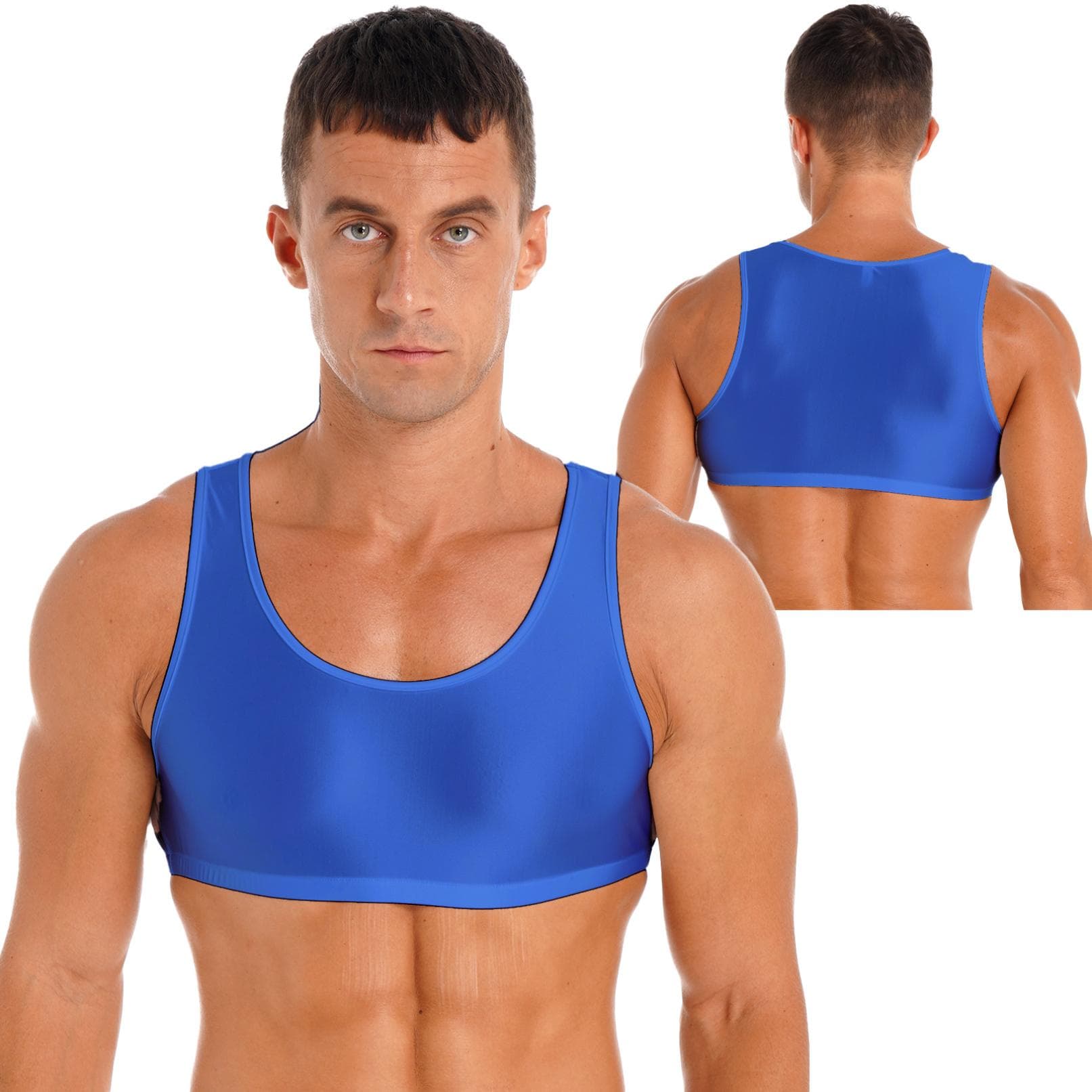 Muscle Tank Top Rund Hals Underskjorte Vest Gym Sports Crop Top cm Hvit