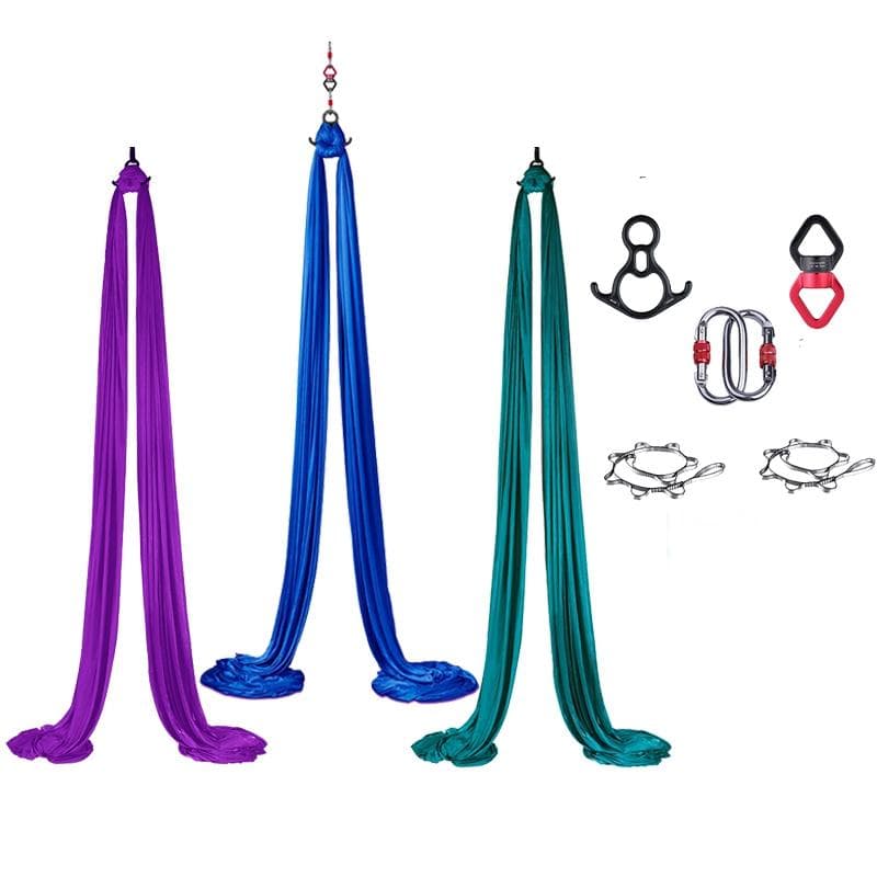 1,5x8M Aerial Yoga Swing Hengekøyesett Nylon Hjem Utendørs Fitness Yoga Utstyr Hengekøye Akrobatisk dans for Gymnast Body Building Blå