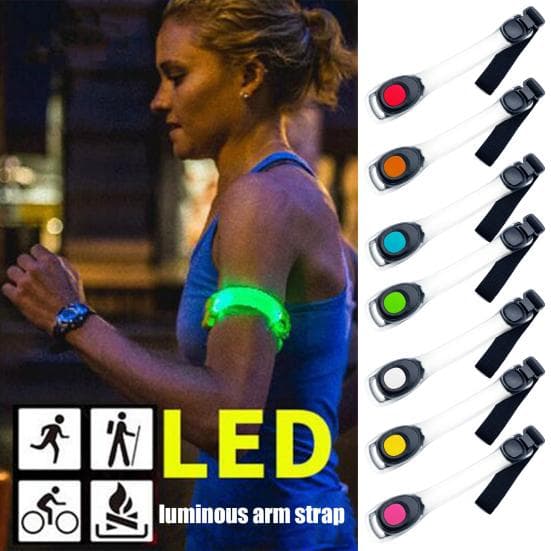 LED lys opp armbånd Høy synlighet Utendørs sport Blinkende lysende sikkerhetsbånd Justerbar nattvandring Løping Riding Glødende armstropp Grønn