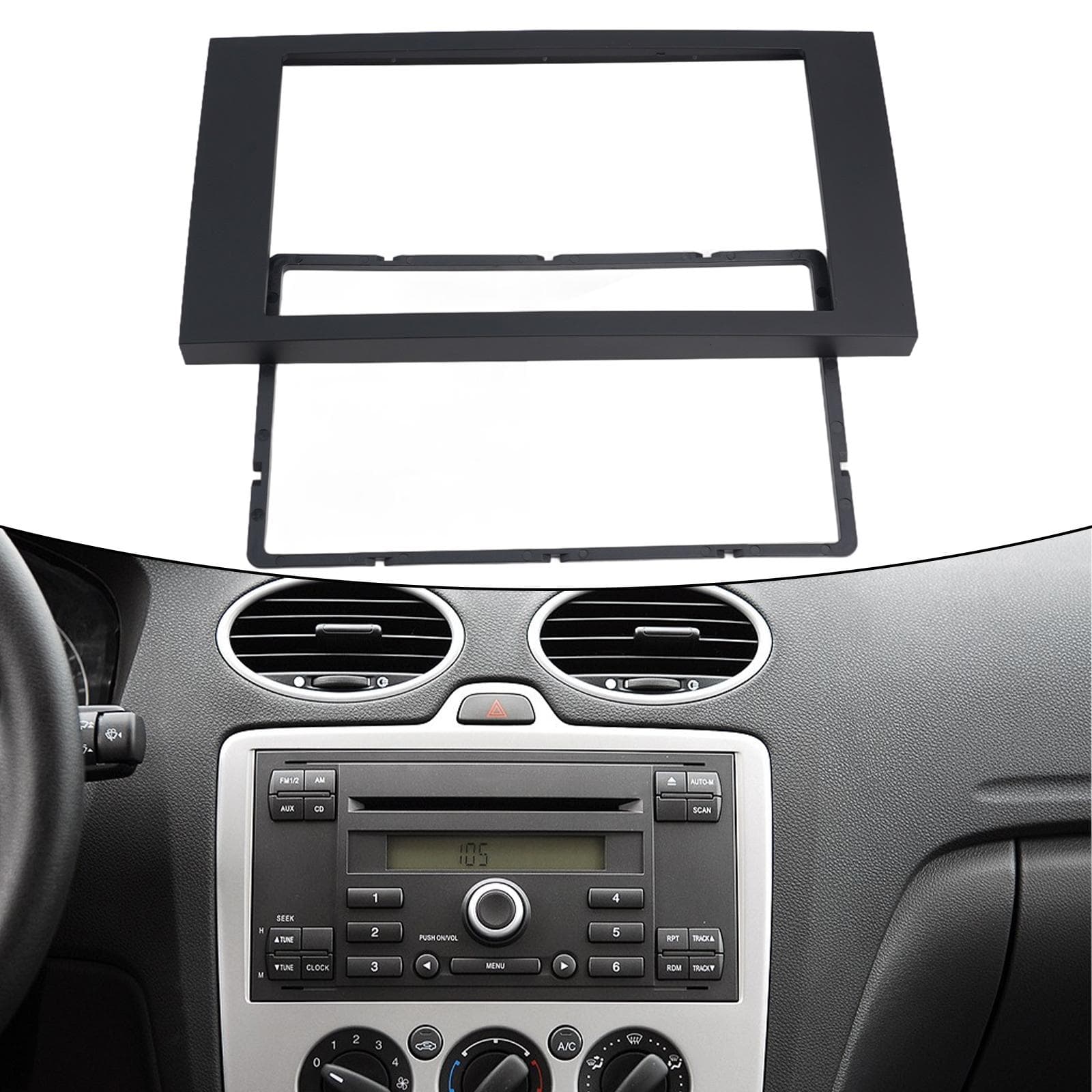 Ettermarkeds dobbel DIN-stereo-ramme for Ford For Focus II C Max S Max Fusion Transit og Fiesta III 2006+ Modeller