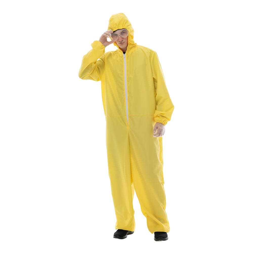 Herre gul jumpsuit kostyme Halloween fest kjeledress med hette cm Gul