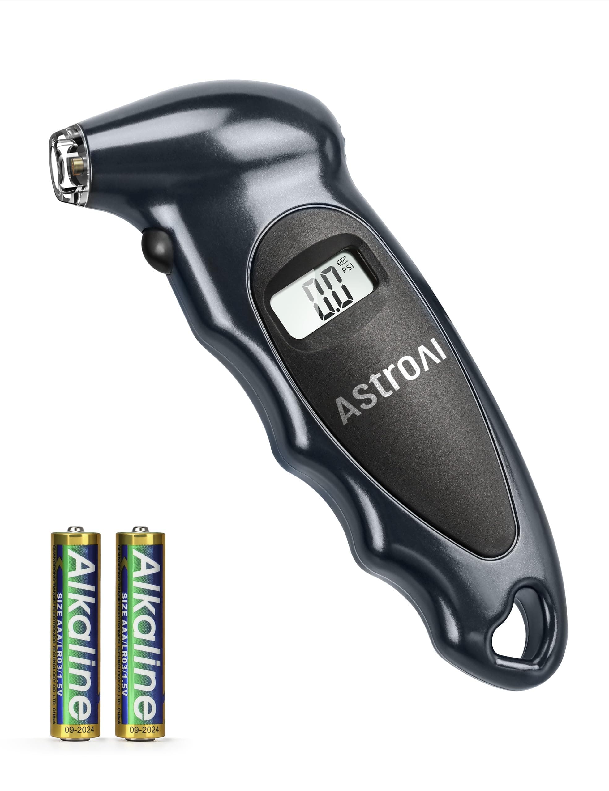 AstroAI Digital Lufttrykkmåler Dekktrykkmåler med AAA, 150 PSI, 4 Trykkenheter, grå farge