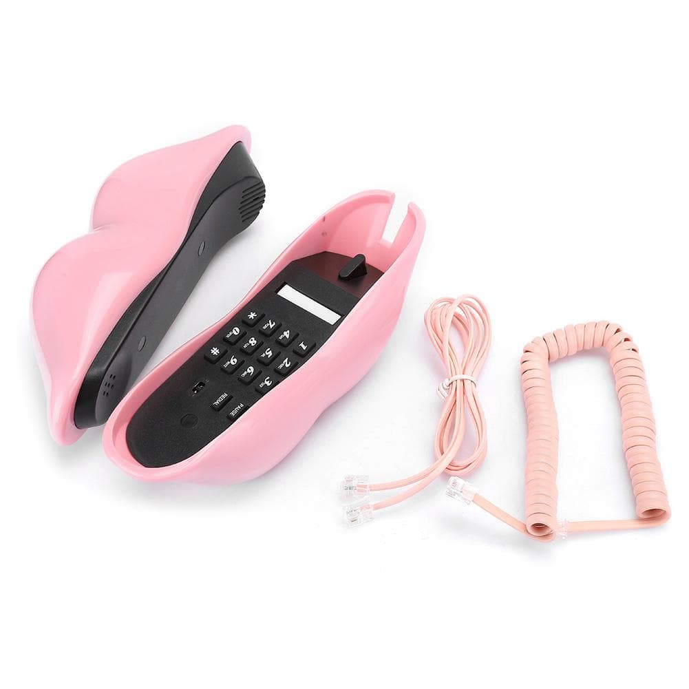 Europeisk stil hjemmetelefon Fasjonable Rosa lepper Form Desktop Fasttelefon Rosa Rosa