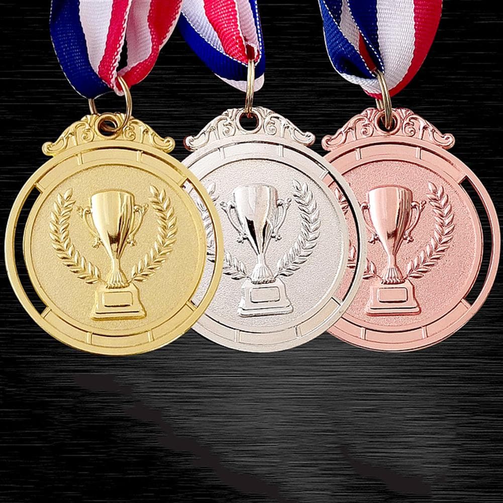 10/20/30 stk Gull Sølv Bronse Premiemedalje Rund Gull Vinner Belønningsmedalje Tilpasset Gave med Halsbånd 1. 2. 3.