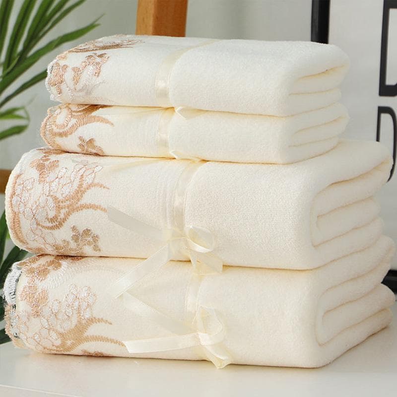 Mikrofiber håndklesett Luksus blonder brodert badehåndkle gavesett ansiktshåndkle badehåndkle hurtigtørkende frottéhåndklær bad 1/3 stk sett