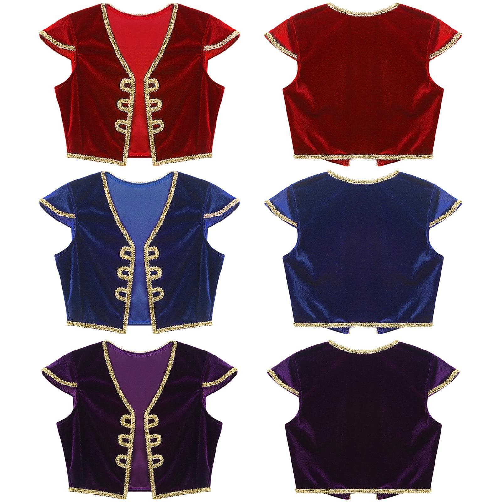 Gutter Arabisk Prins Vest Kostyme Kortermet V-hals Antrekk for Temafest Cosplay Halloween Utkledning Opptreden cm