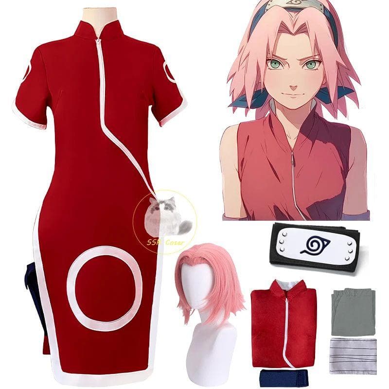 Spill Haruno Sakura Cosplay Shippuden Anime Kostyme Parykk Kvinner Jenter Skjørt Unisex Ninja Tegneserie Halloween Karnevalskostyme cm som vist farge
