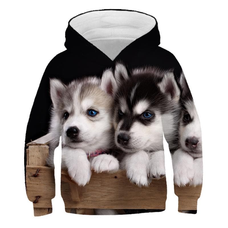 Mote 3D-utskrift Barn Søte Hunde-gensere og gutter Jenter Sportsklær Hettegenser Streetwear 4 5 6 7 8 9 - 14 år gammel cm