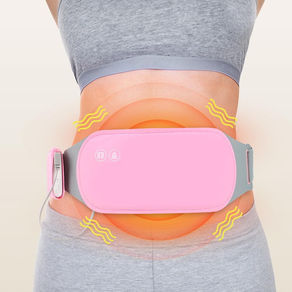 Eelctrisk Menstruasjonssmerte Massasjeapparat Vibrator Varmepute For Menstruasjon Varm Livmor Belte Midje Rygg Massasjeapparat Kvinnegave Rosa