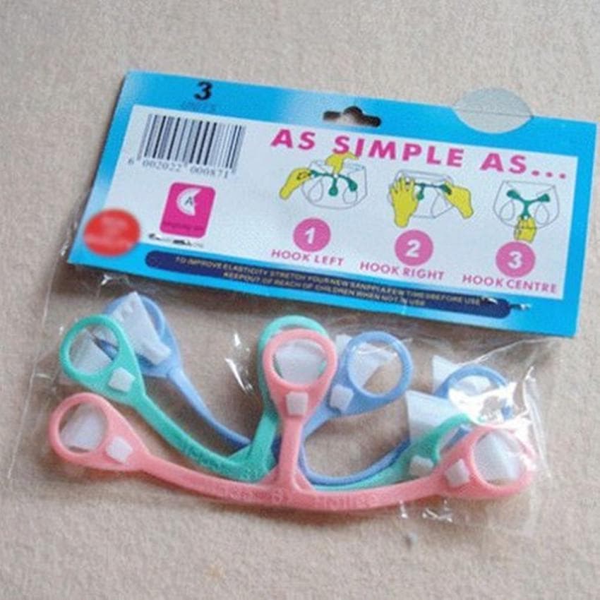 3 stk Plast baby Snappi klut bleie fester 3 farger spedbarn bleie fast beltespenner