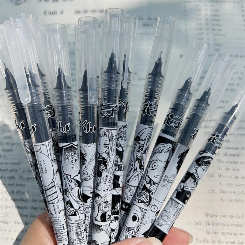 Gel blekkpenn 0,5 mm. Graffiti animasjonsdesign, svart og hvitt, kreativ stil, koreansk stil for studenter