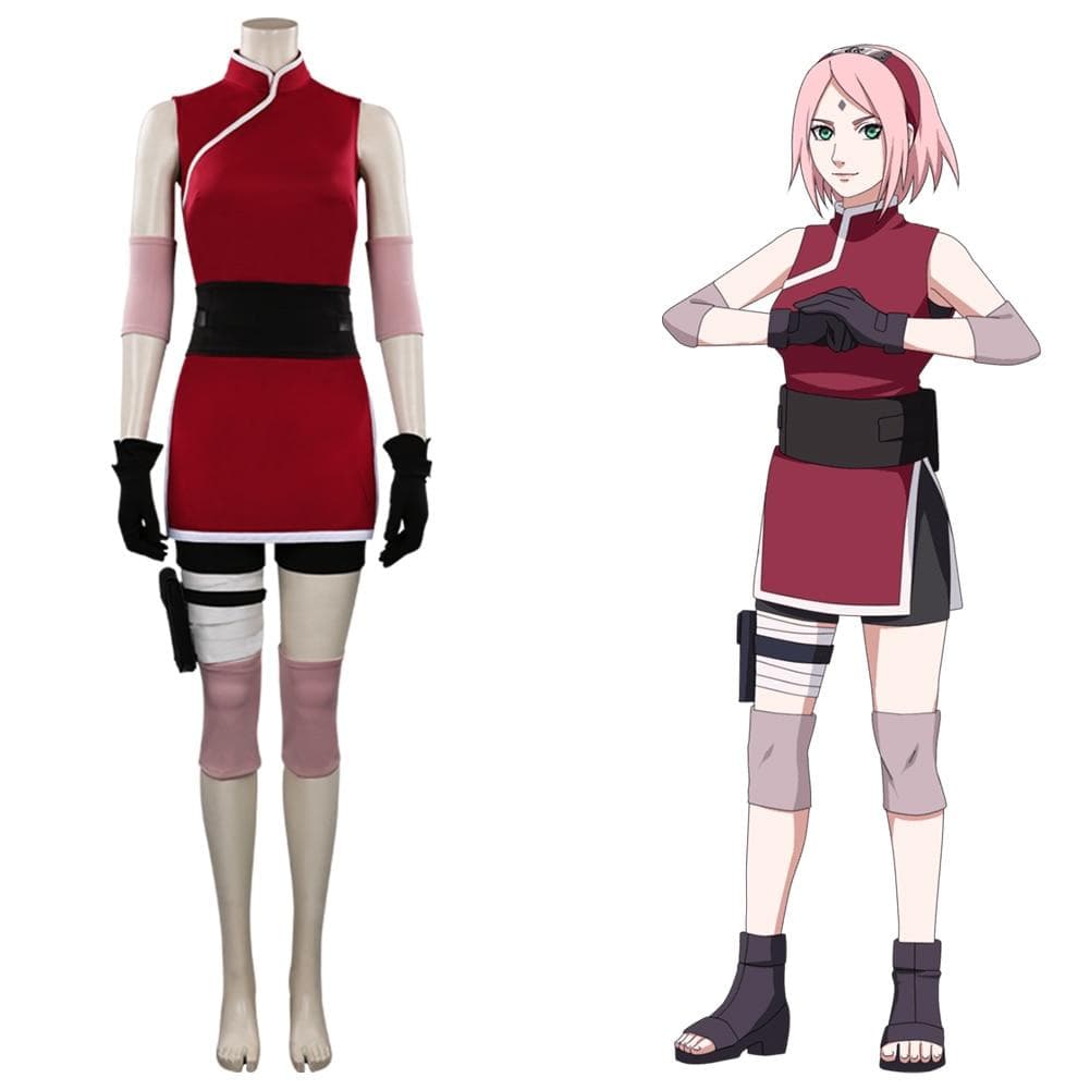 Anime Haruno Sakura Cosplay Kostyme Kvinner Antrekk Halloween Carnival Kostymer cm Rød