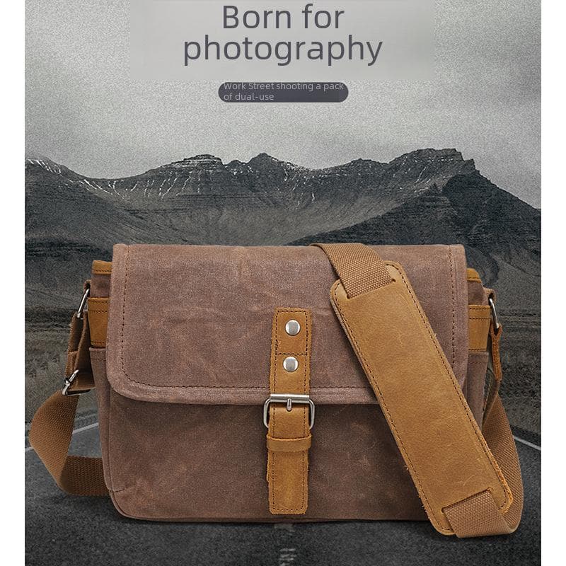 Retro Lerret Herre Skulder- og Kamera Messenger Bag - Liten Brystveske hærgrønn farge