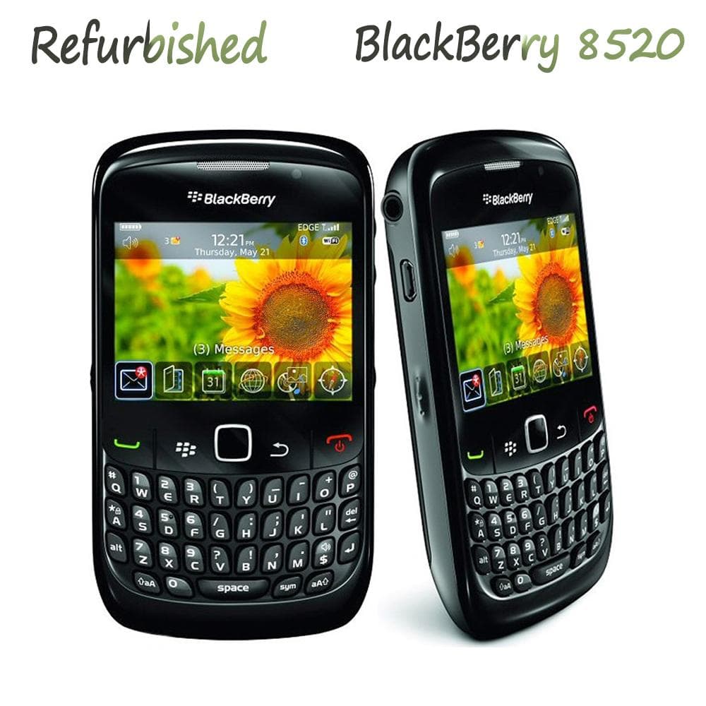 Oppusset Blackberry Curve 8520 2MP GSM 850 / 900 / 1800 / 1900 Mobiltelefon med 1 SIM Svart