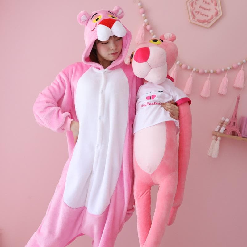 Unisex pyjamas for voksne Kigurumi Cosplay kostyme Dyre Nattøy Pink Panther Varmt natttøy cm
