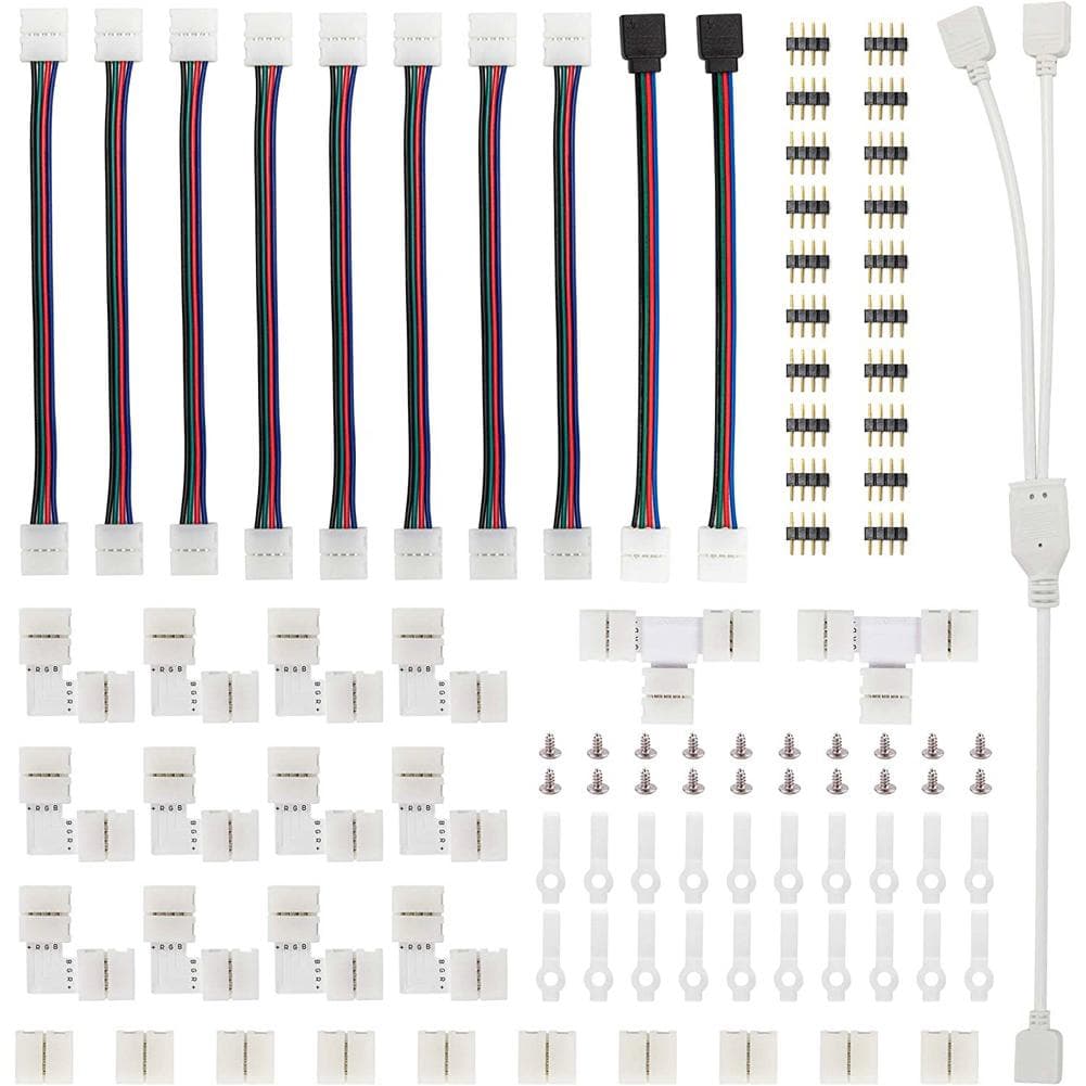 95 stk 5050 RGB LED-Strip-koblingssett med T-formet L-formet Strip-Jumpers LED-Strip-tilbehør flerfarget