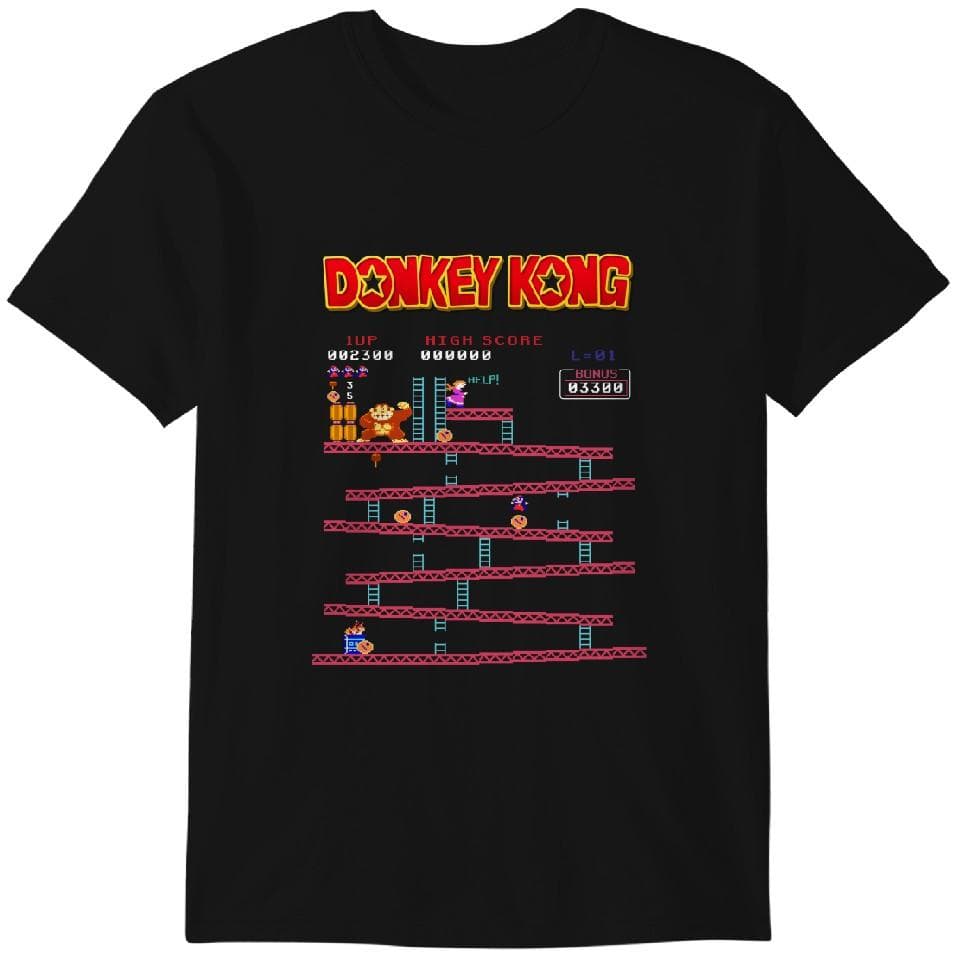 Donkey Kong Skjermnivå T-skjorte Retro Clip Arts Donkey Kong Skjorte DK Morsomme Donkey Kong Skjorter Klassisk Retro Arkadespiller Gave cm