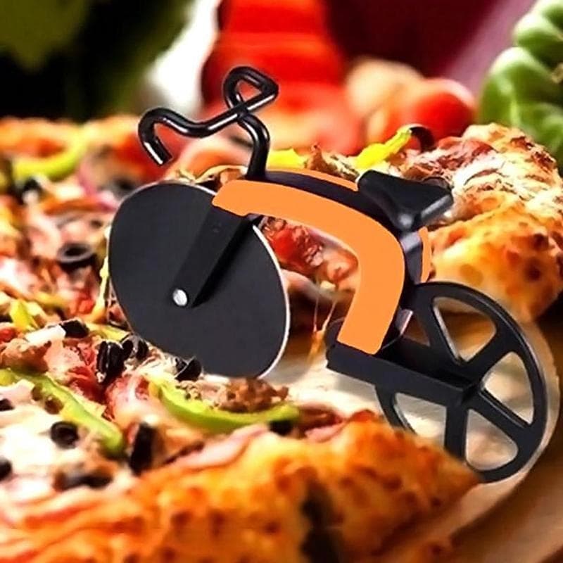Pizza Kutter i Rustfritt Stål Kakekjeks Rullehjul Skjæring Kreativ Sykkel Pizza Kniv Kjøkkenredskaper