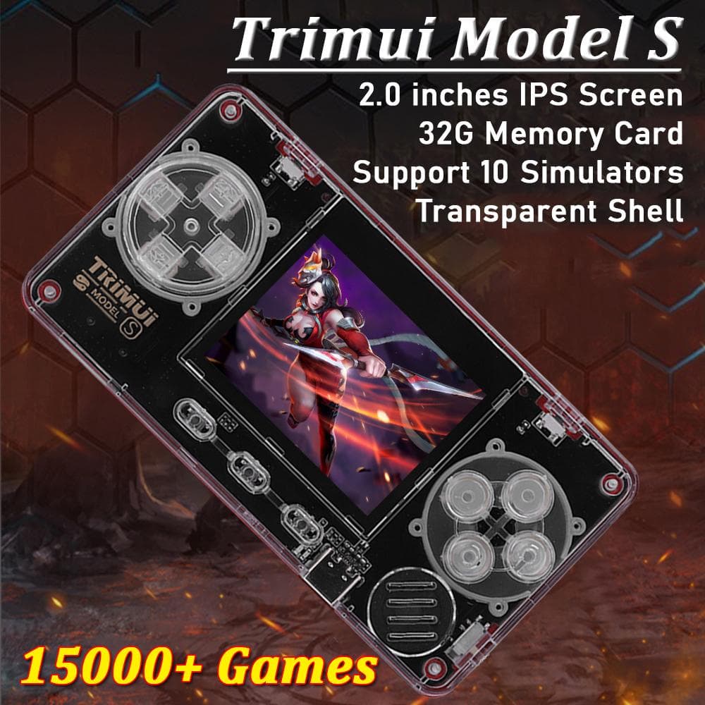 Trimui Model S Retro håndholdt spillkonsoll Transparent Shell 2,0 tommers skjerm bærbar lomme videospiller 15000 spill Barnegaver