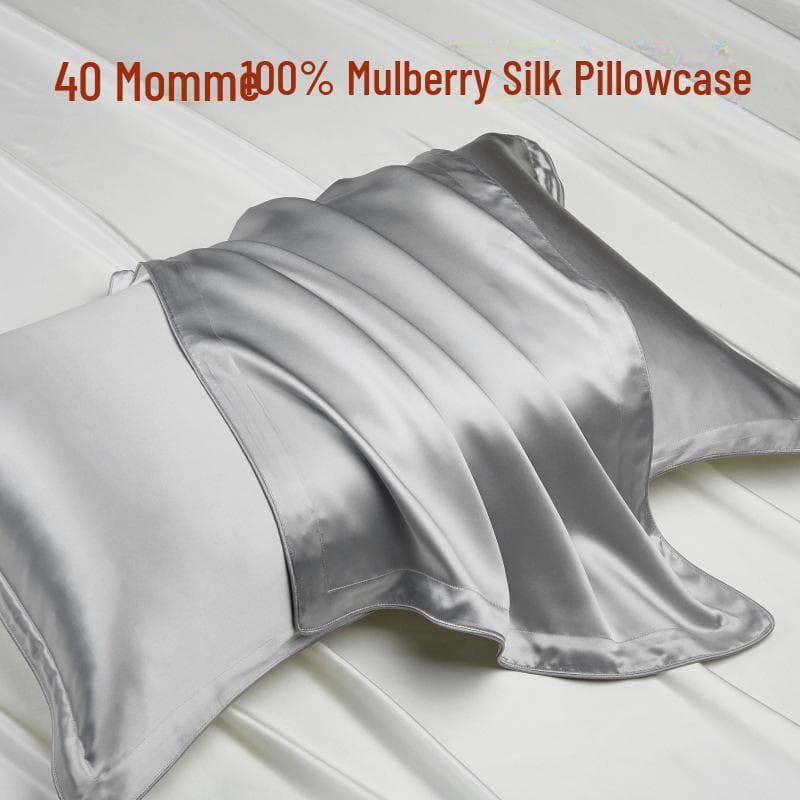 Premium 40 Momme Mulberry Silke Putetrekk, 100% Silke, 48x74cm, Ideell for Skjønnhet og Komfort. sølv grå farge