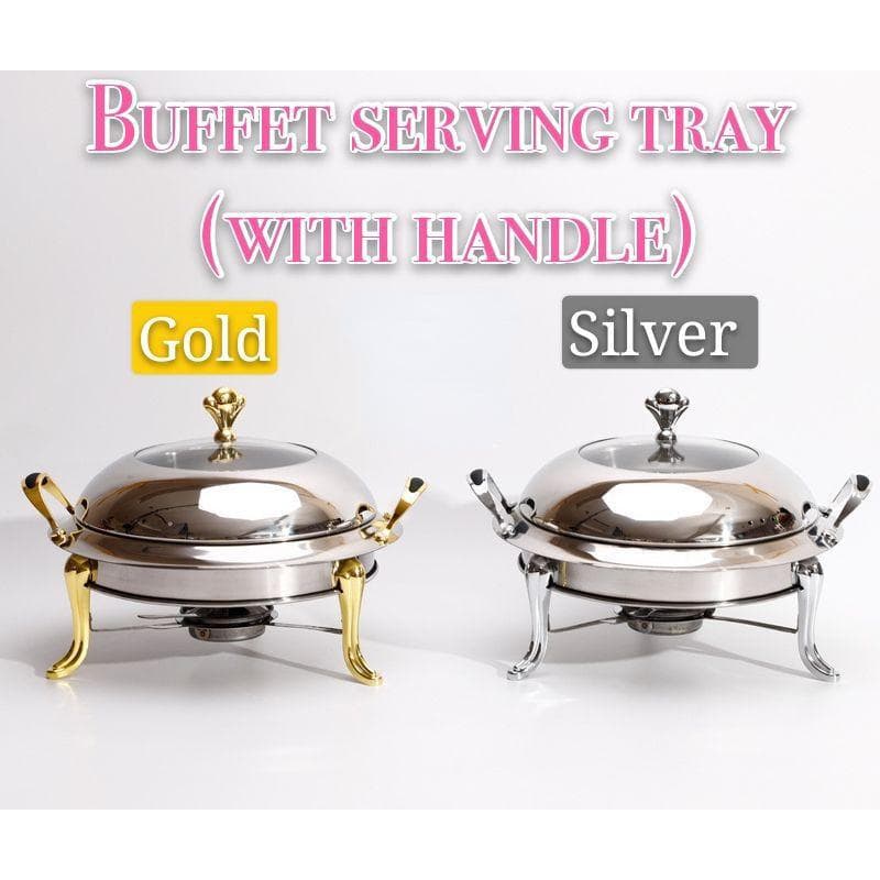 2,5L/3L Matbrett Varmeskål Suppekoker Brett Sett Nytt Rustfritt Stål Buffet Serveringsbrett Sett sølv