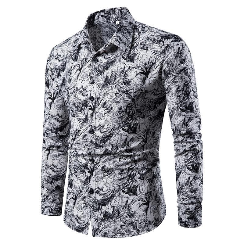 Vår Høst Herre Lapel Dragon Mønster Skjorte Mote Print Langermede menn Skjorter cm