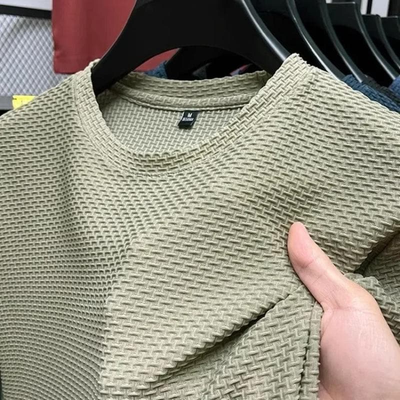Herre Kortermet Mesh Bambus Is Silke T-skjorte Casual Allsidig Sommer Elastisk Slankende Topp for Menn cm Hvit