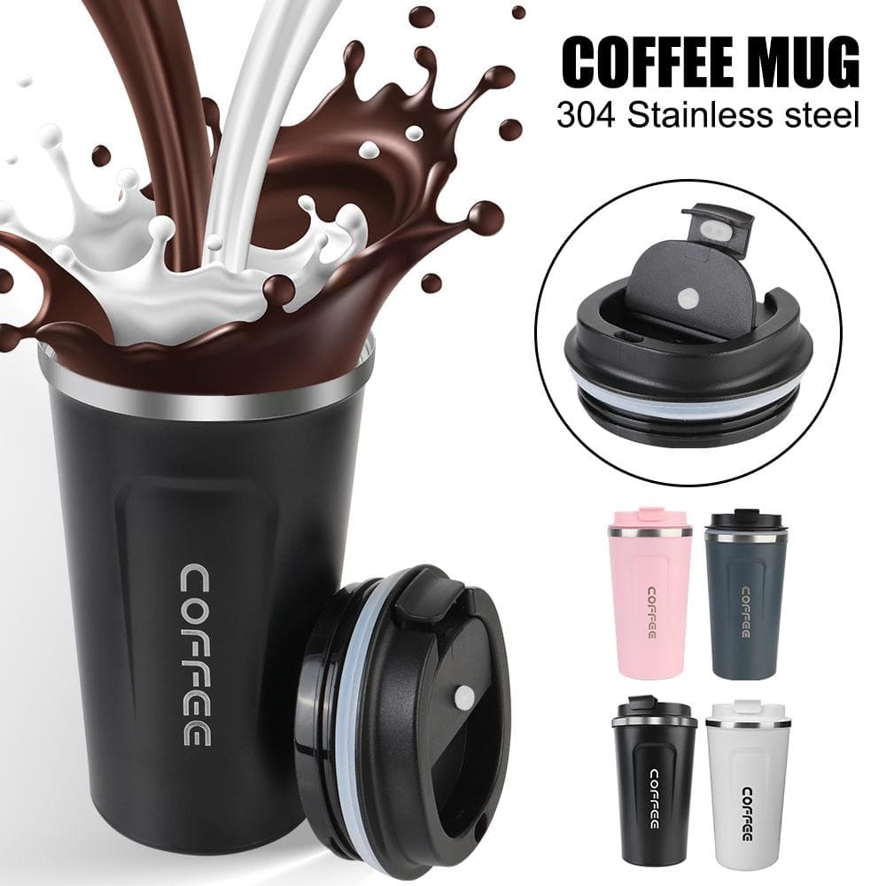 Bil termoskrus 380/510 ML kaffekrus for tevann kaffe dobbel rustfritt stål termokaffe Lekksikker reise termokopp termosflaske Rosa