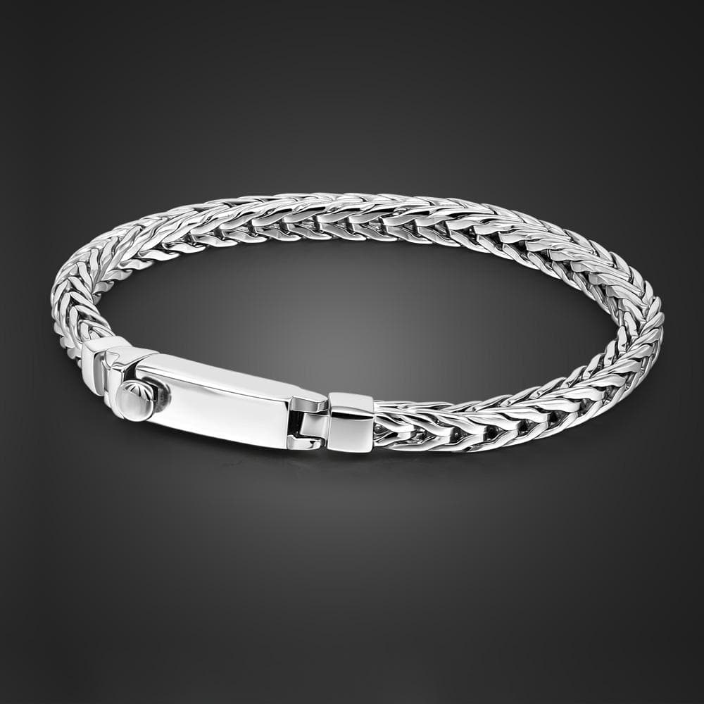Menn 100 % 925 Sterling Sølv Firkantet Bysantinsk armbånd 4 mm 7  -9  Chopin Chain Franco Link Armring Tenåringsgutte Mansjett Smykkegave