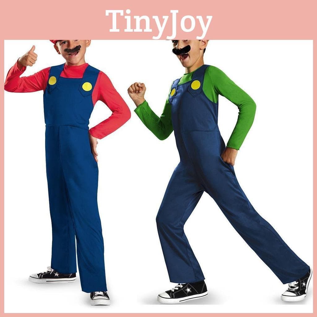 Super Mario Bros Luigi-kostyme for barn og voksne, pustende helkropps-cosplaykjole med utsøkt håndverk cm