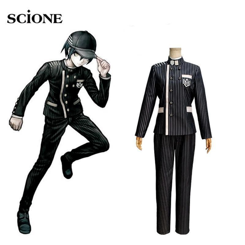 Danganronpa V3 Cosplay Costume Saihara Shuichi Costume Anime Game School Uniform Dress Antrekk Kåpe + bukser cm