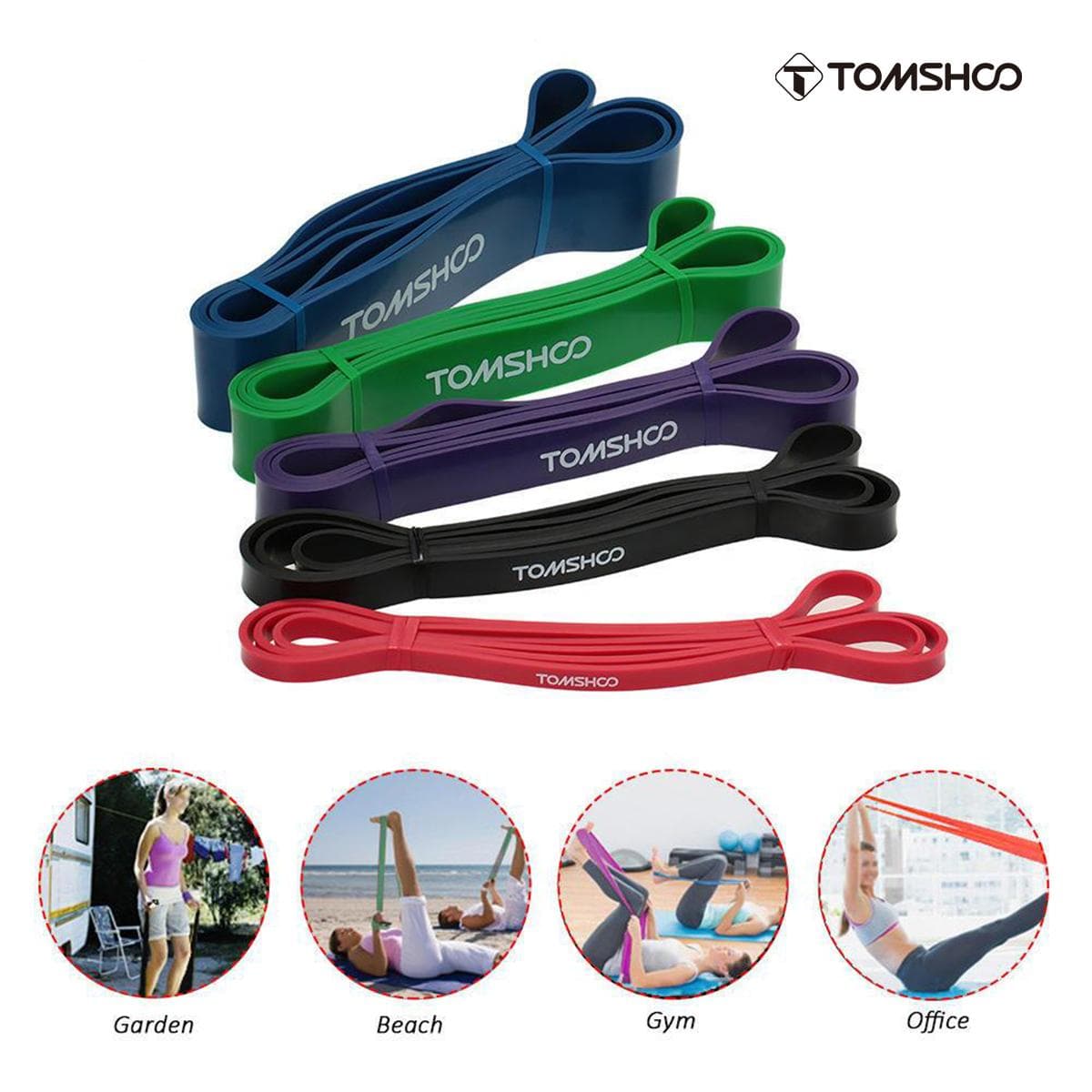 Heavy Duty Resistance Band Loop Power Gym Fitness Trening Yoga Trening Nytt Rød