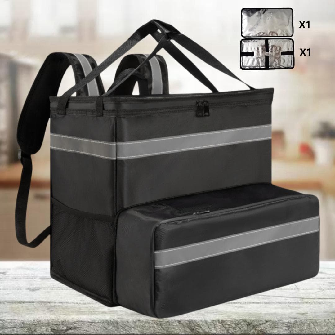 Dobbel skulder Pizza Delivery Bag Bærbar Delivery Box Stor kapasitet fortykket isolasjonspose