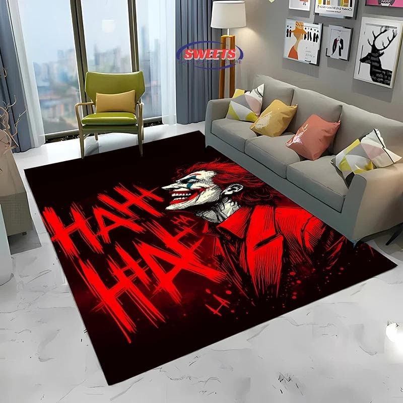 3D-printet Joker-teppe for soverom, stue, barnerom, inngangsparti, sklisikkert, slitesterkt teppe, Mashion vaskbart teppe, gave
